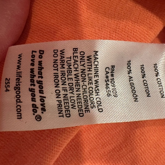 Life Is Good Orange Long Sleeve Crusher RV Camping Tee Casual Comfort Sz L - Picture 9 of 10